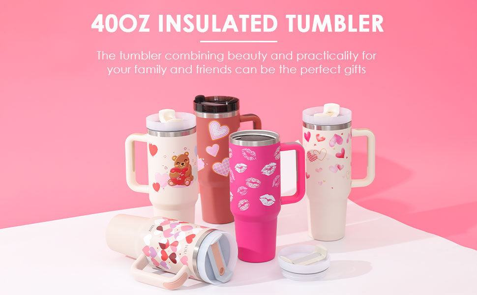 Stainless Steel Tumbler With Handle Straw Insulated