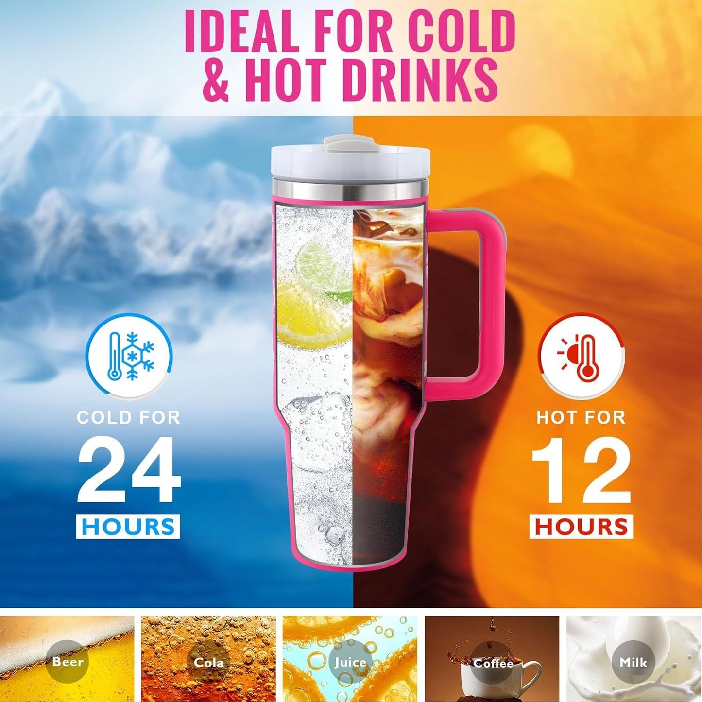 Stainless Steel Tumbler With Handle Straw Insulated