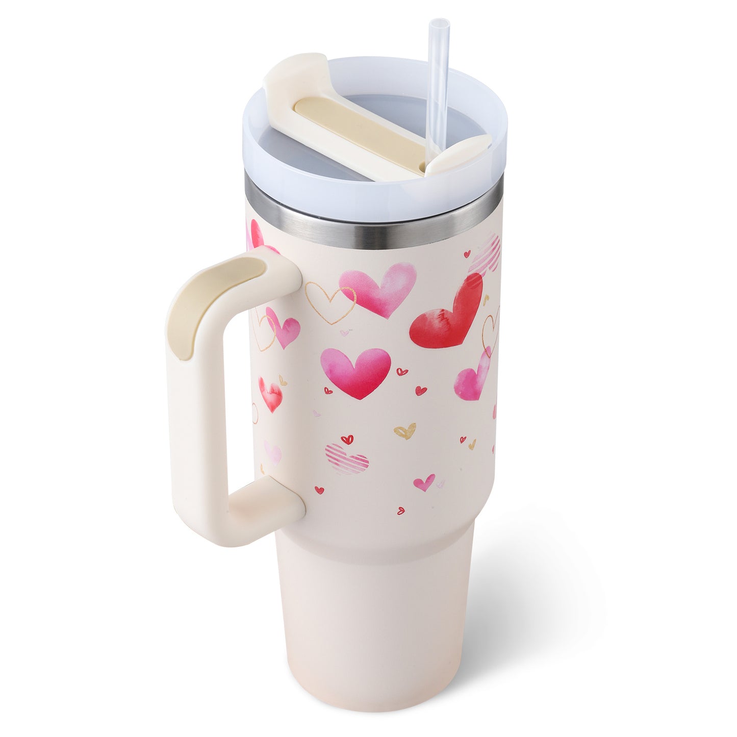 Stainless Steel  Tumbler With Handle Straw Insulated