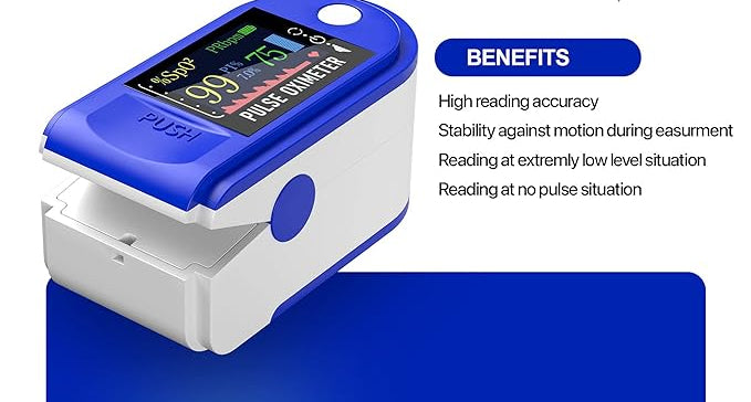 Pulse Oximeter Fingertip Monit Blood Oxygen Saturation (SpO2) and Pulse Rate Monitors- Portable Single Color LED Display [Battery Included]