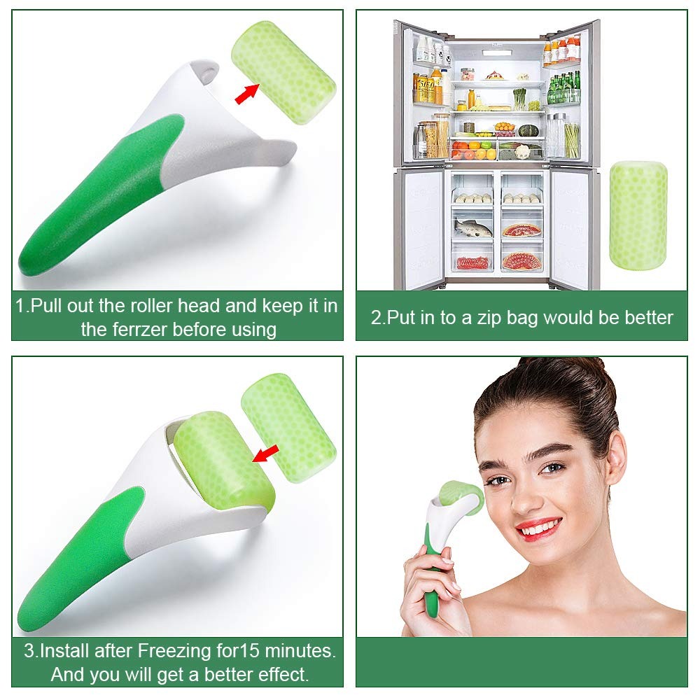 MARZAHAR Ice Roller for Face &amp; Eye Puffiness Relief, Cold Gel Ice Face Roller Massager - Ice Roller Cool Roller For Face Eye Body Facial Shaping Anti Wrinkle Ice Roller Massager Smooth Skin ( Random Color )