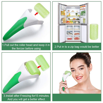 MARZAHAR Ice Roller for Face &amp; Eye Puffiness Relief, Cold Gel Ice Face Roller Massager - Ice Roller Cool Roller For Face Eye Body Facial Shaping Anti Wrinkle Ice Roller Massager Smooth Skin ( Random Color )