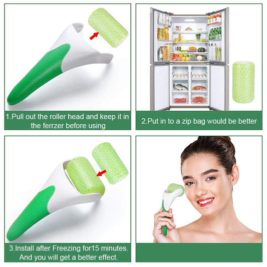 MARZAHAR Ice Roller for Face &amp; Eye Puffiness Relief, Cold Gel Ice Face Roller Massager - Ice Roller Cool Roller For Face Eye Body Facial Shaping Anti Wrinkle Ice Roller Massager Smooth Skin ( Random Color )