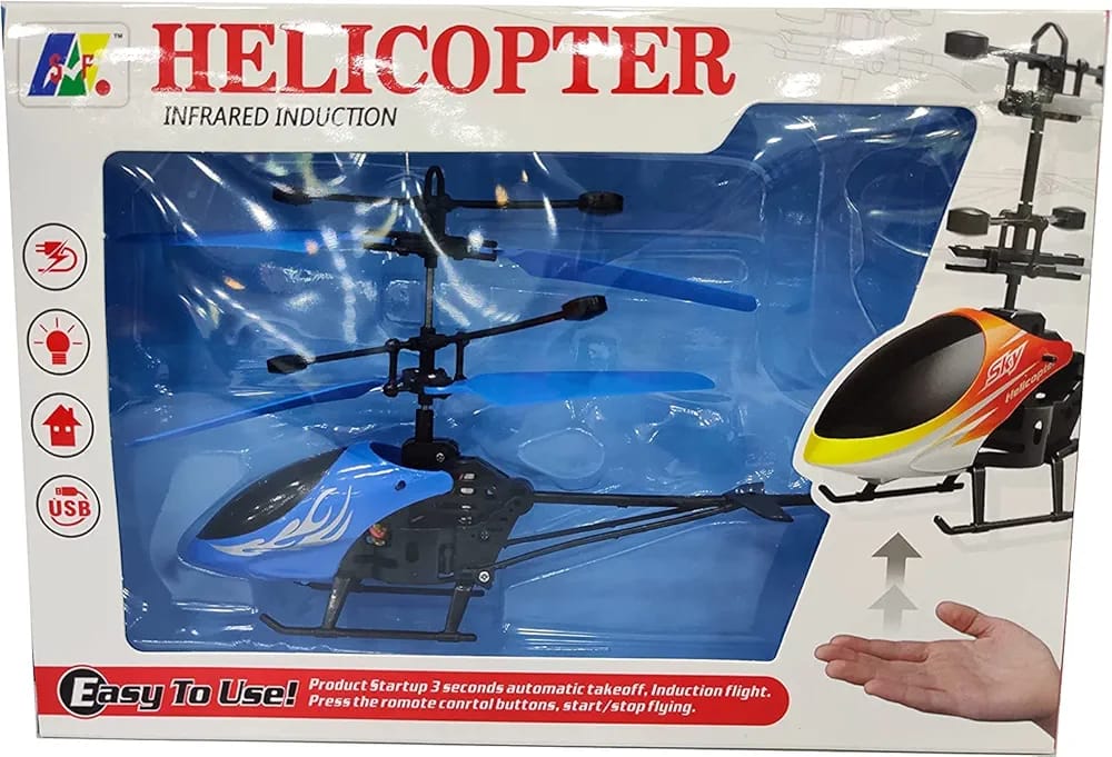 Infrared Induction LED Helicopter – Hand Sensor Controlled, Rechargeable Flying Toy | Helicopter For Children | Toy For Baby - Random Color - Model: JQ-1111