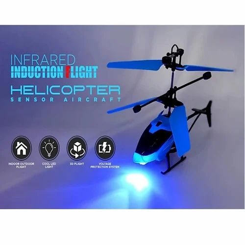 Infrared Induction LED Helicopter – Hand Sensor Controlled, Rechargeable Flying Toy | Helicopter For Children | Toy For Baby - Random Color - Model: JQ-1111