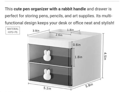 Rabbit handle clear desk organizer- perfect for pen ,makeup and jewellery etc (random color)