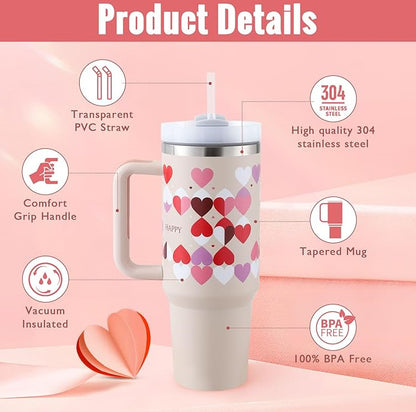 Stainless Steel  Tumbler With Handle Straw Insulated