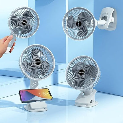 Rechargeable Desk Fan With Sturdy Clamp, Strong Airflow With 360° Rotation