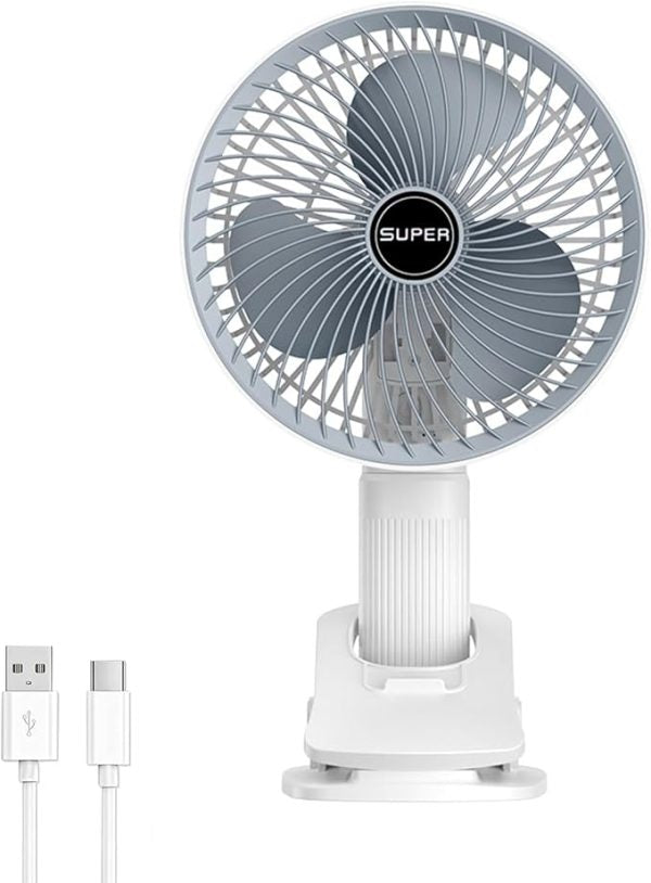 Rechargeable Desk Fan With Sturdy Clamp, Strong Airflow With 360° Rotation