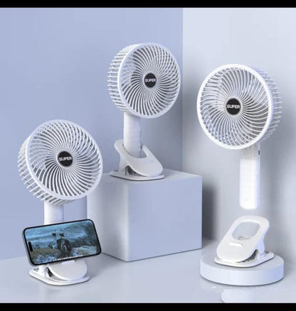 Rechargeable Desk Fan With Sturdy Clamp, Strong Airflow With 360° Rotation
