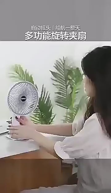 Rechargeable Desk Fan With Sturdy Clamp, Strong Airflow With 360° Rotation